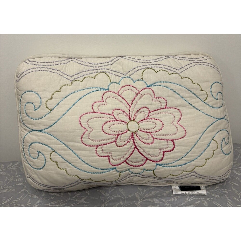 Cynthia Rowley Throw Pillow Quilted Flower 14”x20”x2 pillow included